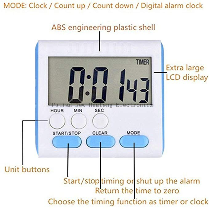  24 Hour Kitchen Timer Digital Timer, Teacher Classroom Timer with Cooking Clock Loud Alarm for Kids & Powerful Magget