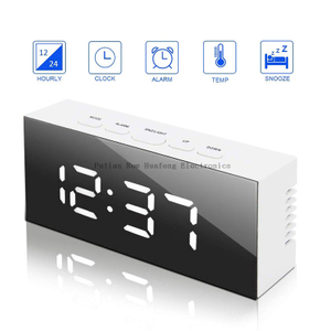 LED Mirror Alarm Clock Digital Snooze Table Clock Wake Up Light Electronic Large Time Temperature Display Home Decoration Clock
