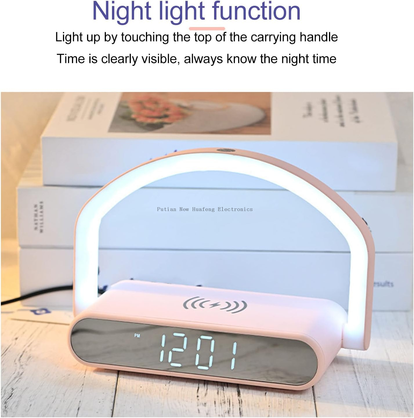 Electronic Desk Clock, Multifunctional Home Alarm Clock with Wireless Charging 