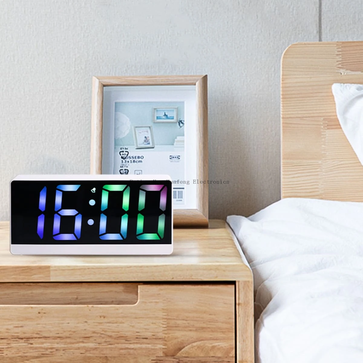 Voice Controlled Digital Led Mirror Clock With Display Time Temperature for Bedroom Office