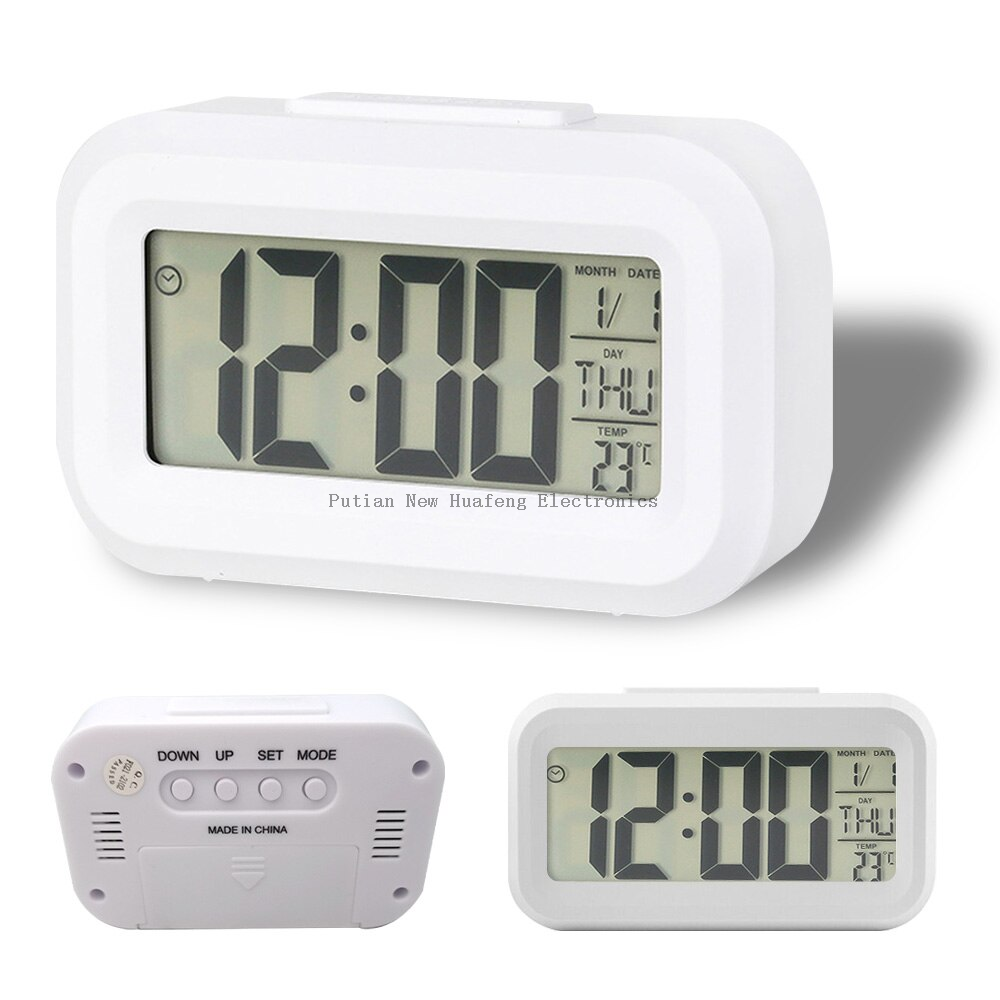 Mini Portable Travel LCD Clock Electronic Digital Alarm Clock with Date, Indoor Temperature, Snooze Light,