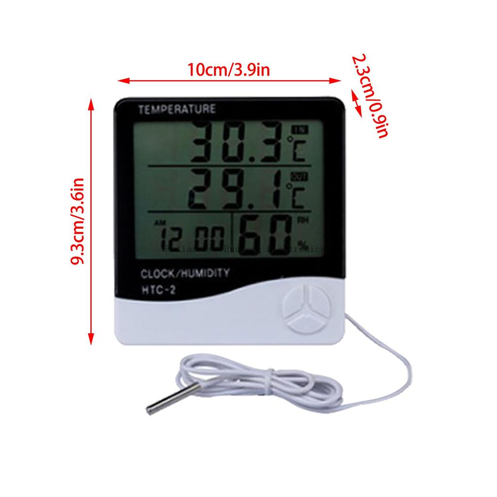 HTC-2 Clock Digital Indoor Outdoor Thermometer Hygrometer Weather Temperature Max min Record