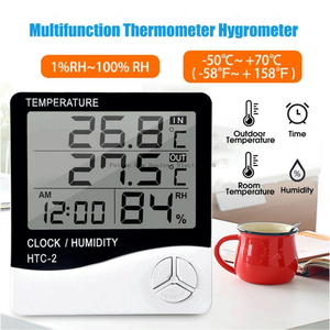 Humidity Thermometer Hygrometer Weather Station Clock Htc-1 Room Thermo Temperature Meter