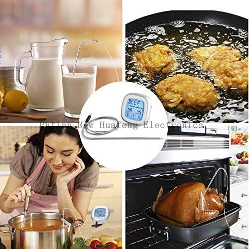 Touchscreen Digital Food Thermometer,ShowTop Highly Sensitive Oven Instant Read Meat Thermometer with Timer Alert Long Food Probe for Cooking,BBQ,Barbecue,Baking