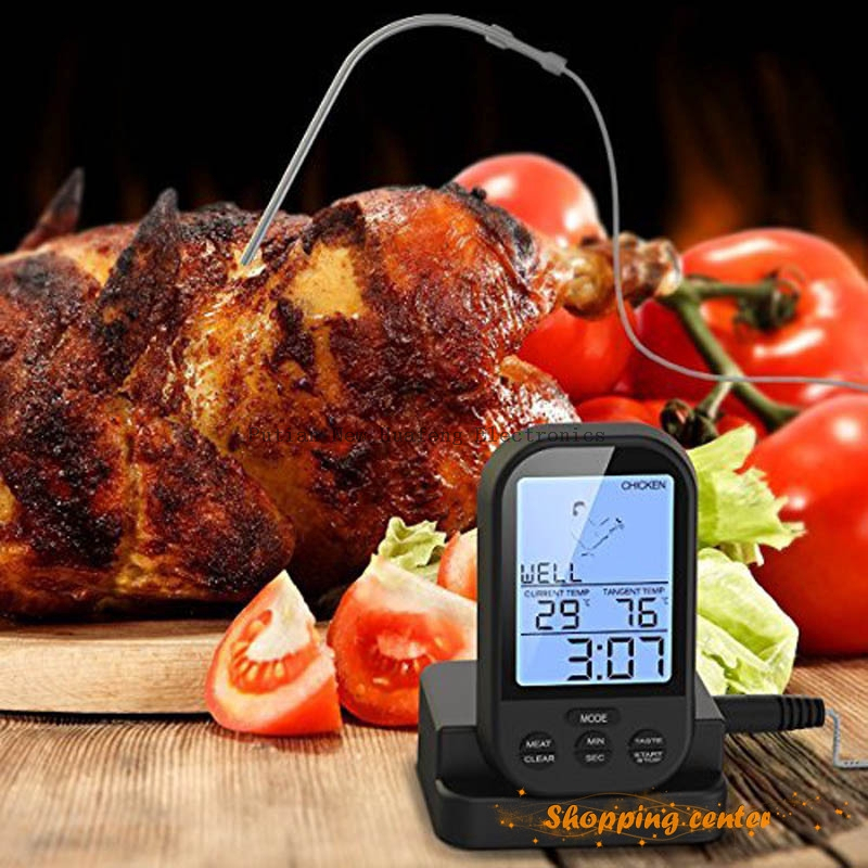 Digital Meat Thermometer, Wireless Remote Food Thermometer Meat Fish Timer for Waterproof Smoker