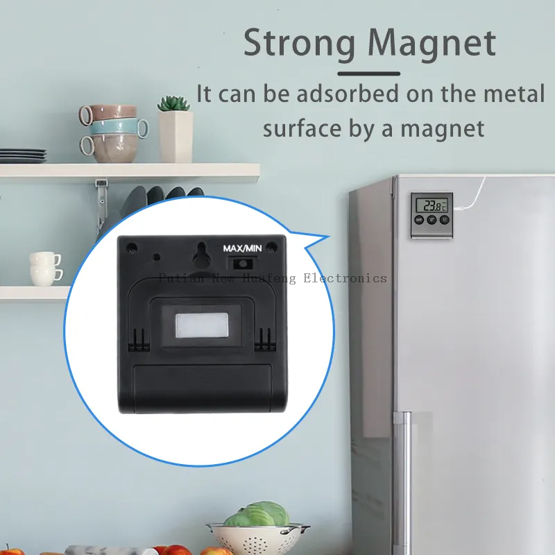 Digital Freezer Alarm with Probe Magnet Cold Room Temperature Gauge Monitor Refrigerator Thermometer