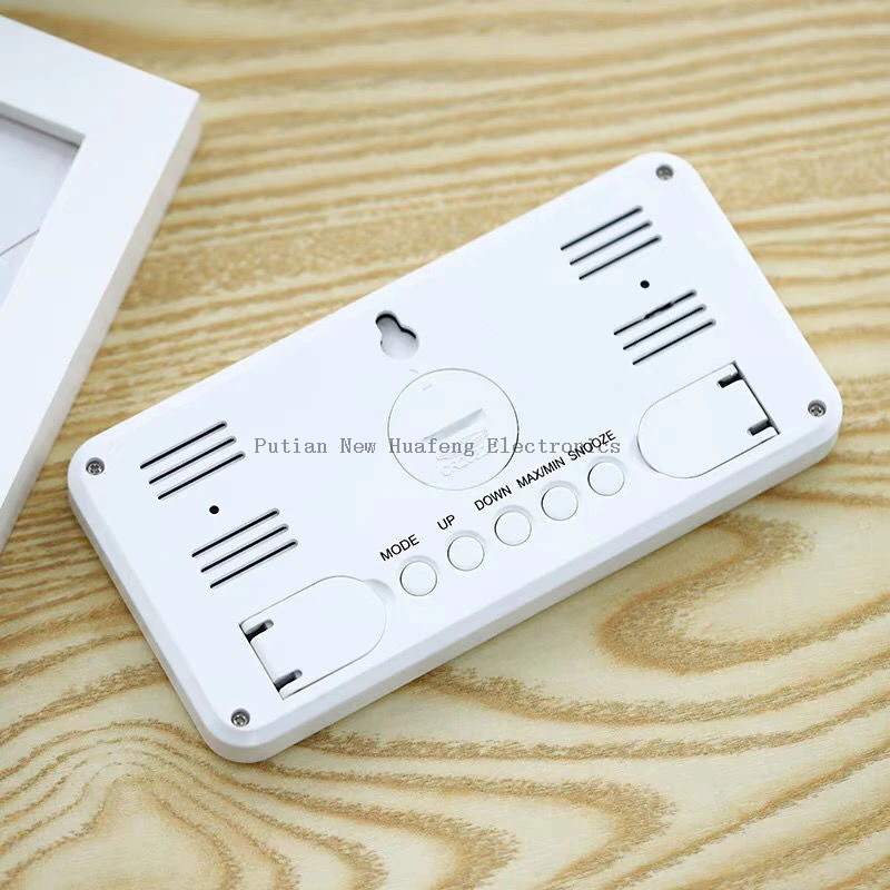 BSCI Factory Hot Seller Slim LCD Digital Multi-functional Table Desk Alarm Clock Temperature Humidity Weather Station