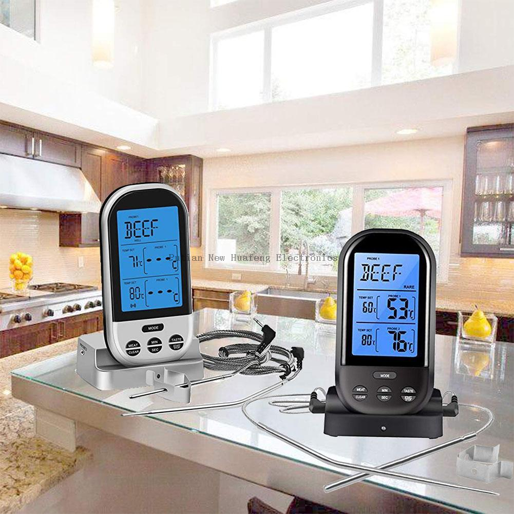 Digital Dual Probes Grill Wireless Cooking Food Meat Thermometer BBQ With Oven Probes For Beef Meat