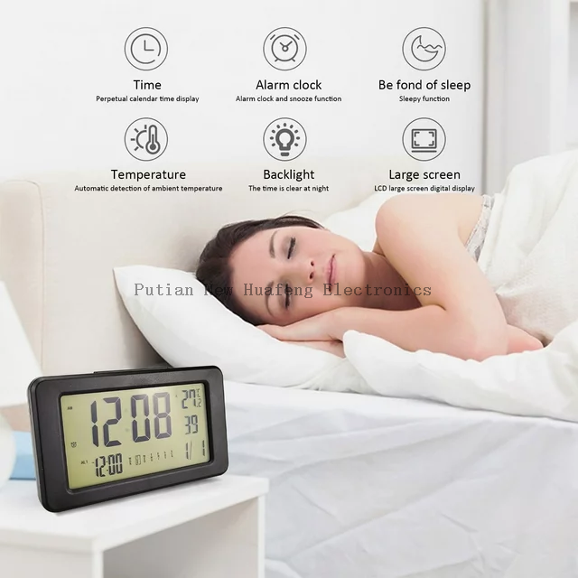 Back To School Electronics Smart Night Light Digital Alarm Clock With Indoor Temperature Operated Desk Small Clock
