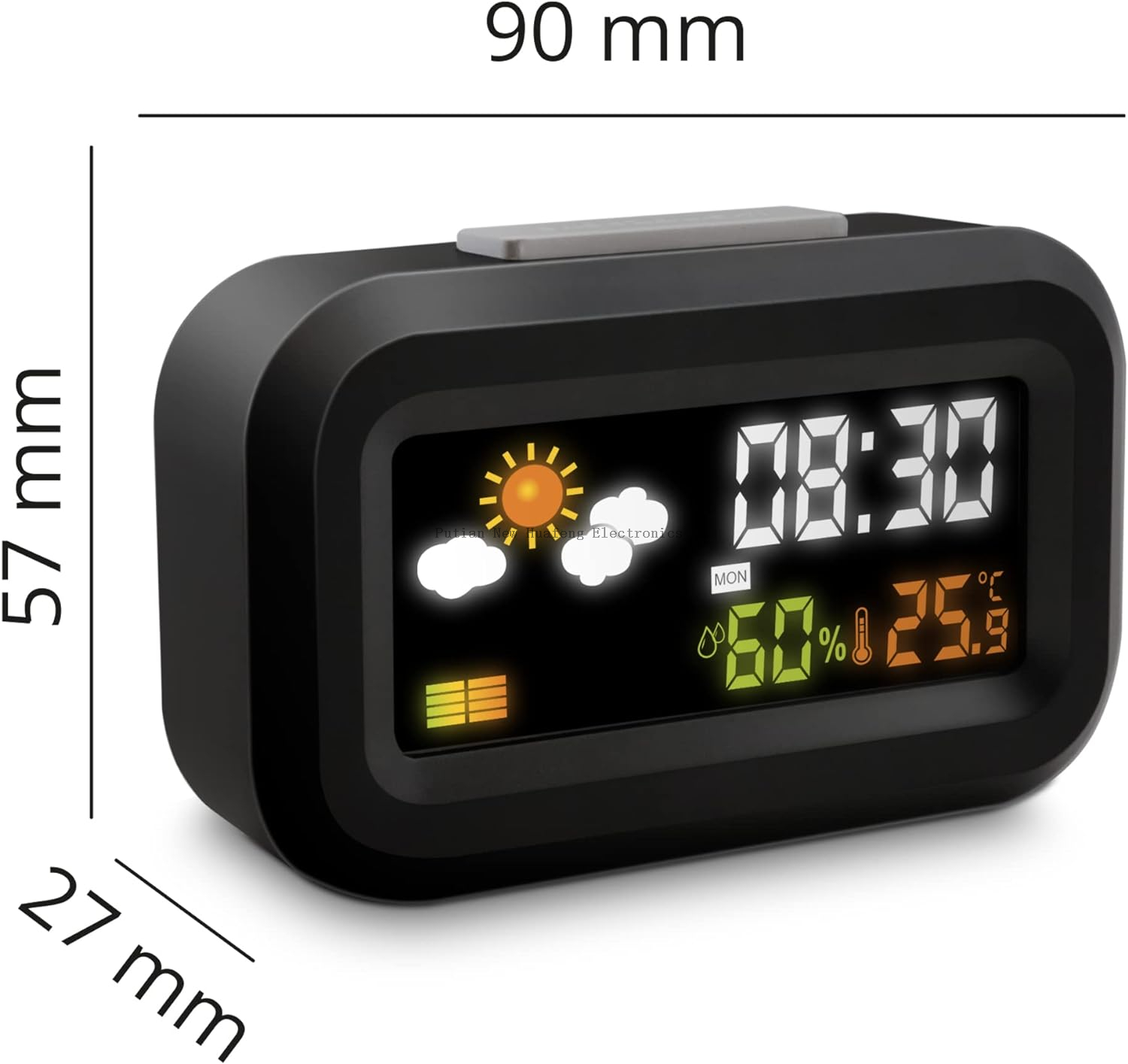 Digital Travel Alarm Clock With Battery Operated Backlit LCD Display 12/24 Hour Snooze Calendar Meteo Temperature Humidity