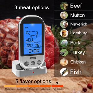 Remote Meat Thermometer,Wireless Meat Thermometer Digital Cooking Food Thermometer for BBQ,Cooking, Grilling, Smoker, Oven, Kitchen