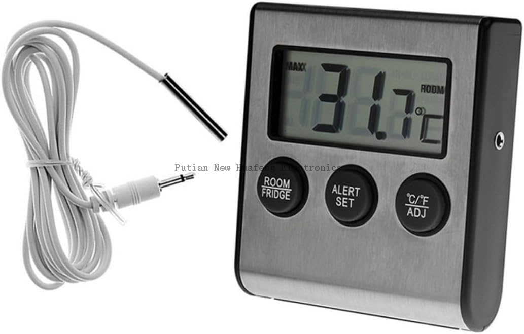 Digital Freezer Alarm with Probe Magnet Cold Room Temperature Gauge Monitor Refrigerator Thermometer