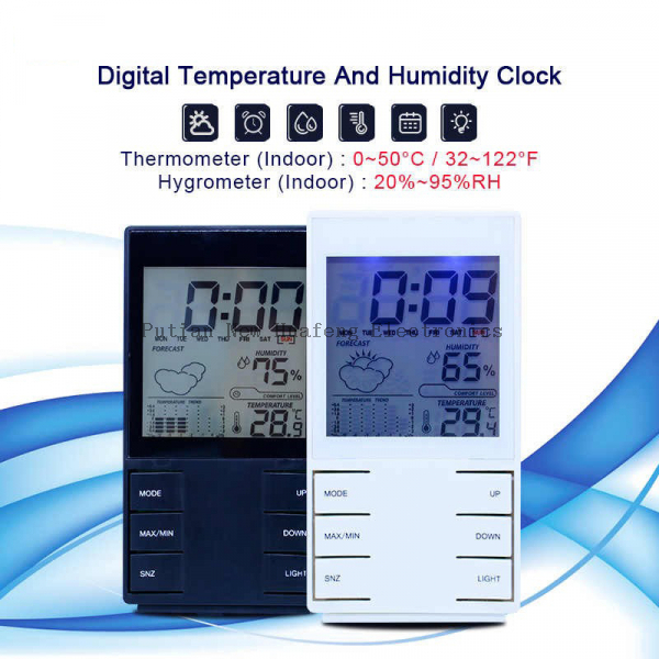 Indoor Electronic Clock Temperature and Humidity Thermometer Digital LCD Thermometer and Hygrometer Weather Station