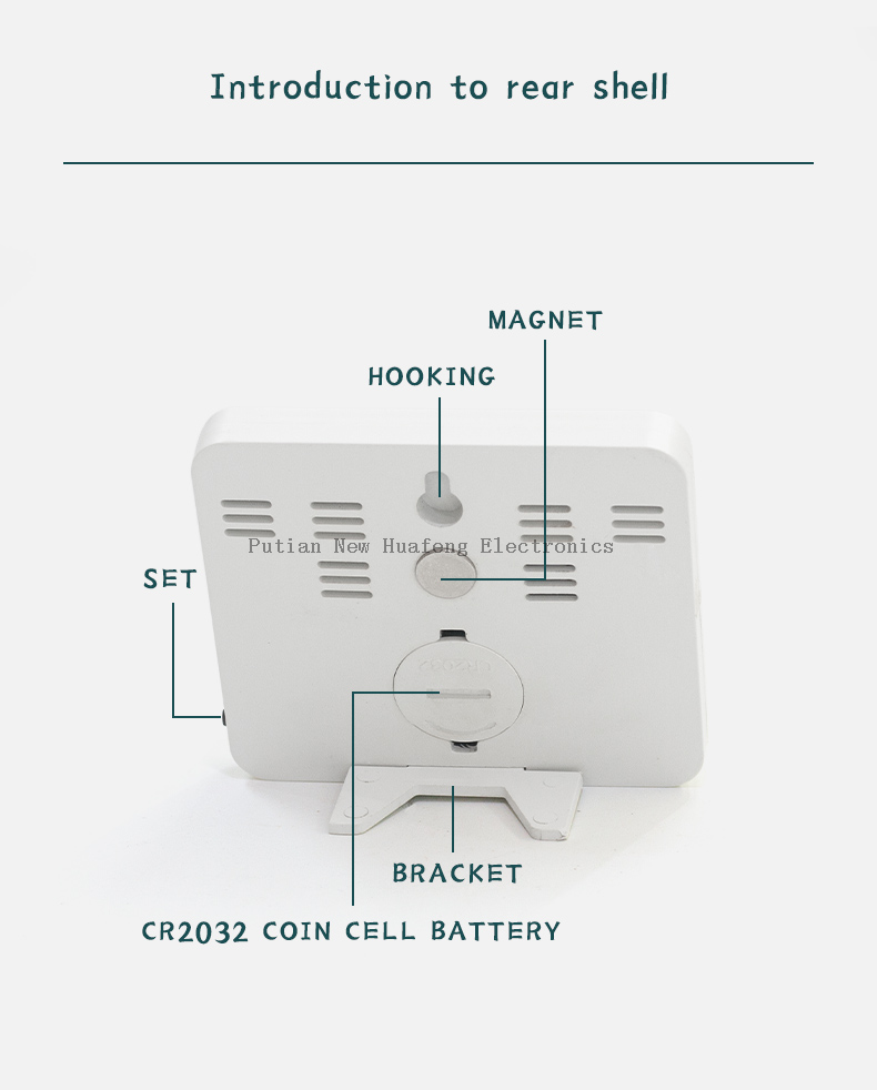 2023 Slim Indoor Thermometer Digital LCD Display Temperature Sensor Humidity Meter Home Room Hygrometer Alarm Clock