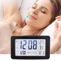 Back To School Electronics Smart Night Light Digital Alarm Clock With Indoor Temperature Operated Desk Small Clock