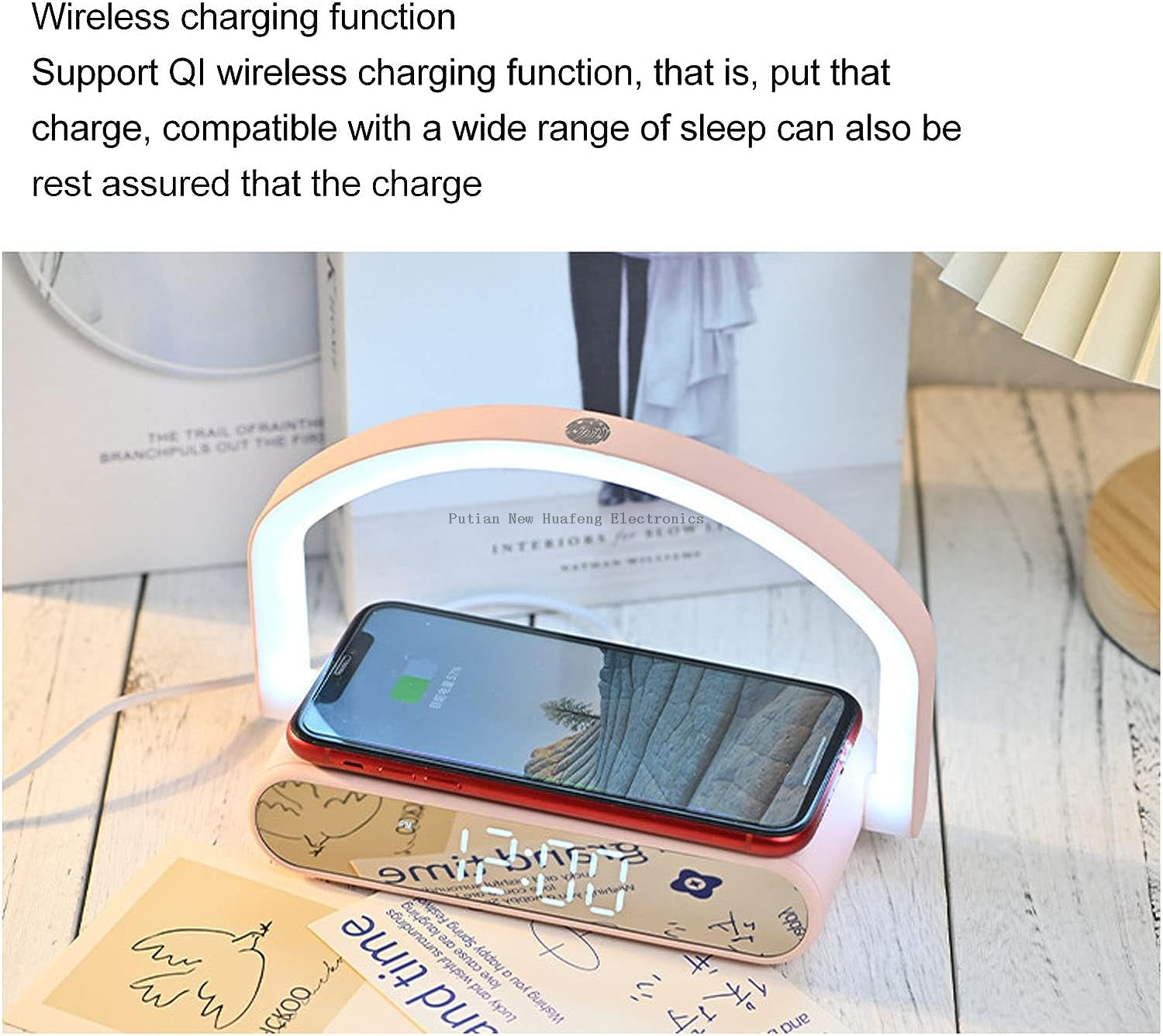Electronic Desk Clock, Multifunctional Home Alarm Clock with Wireless Charging 