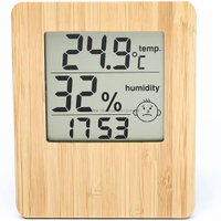 Digital Indoor Hygrometer Thermometer,Bamboo Thermometer And Humidity Gauge with Temperature Humidity Monitor, for Home, Bedroom, Baby Room, Office, Greenhouse, Cellar