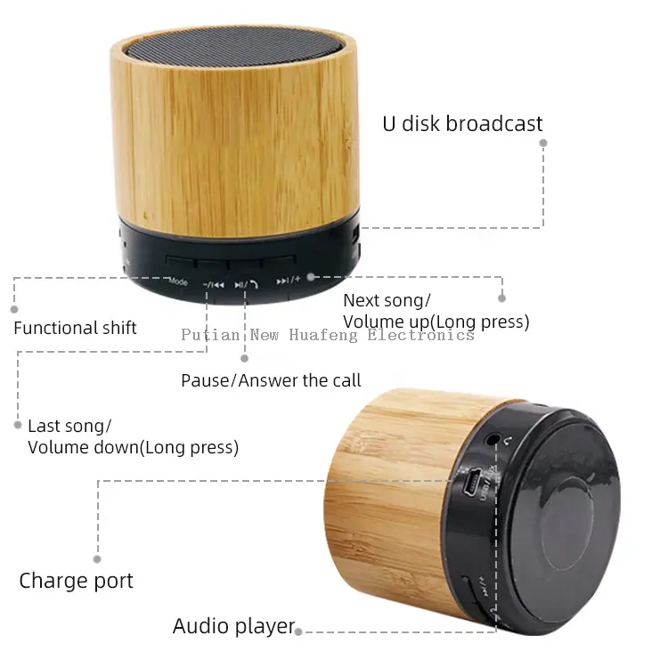 Hot Selling Eco-friendly Wooden Mini Bluetooth Speaker Wireless Portable Bluetooth Speaker