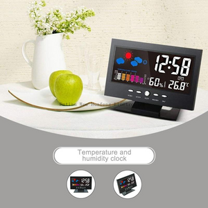 Weather Sound Control Clock With Time Date Week Temperature Humidity Display Weather Forecast Function