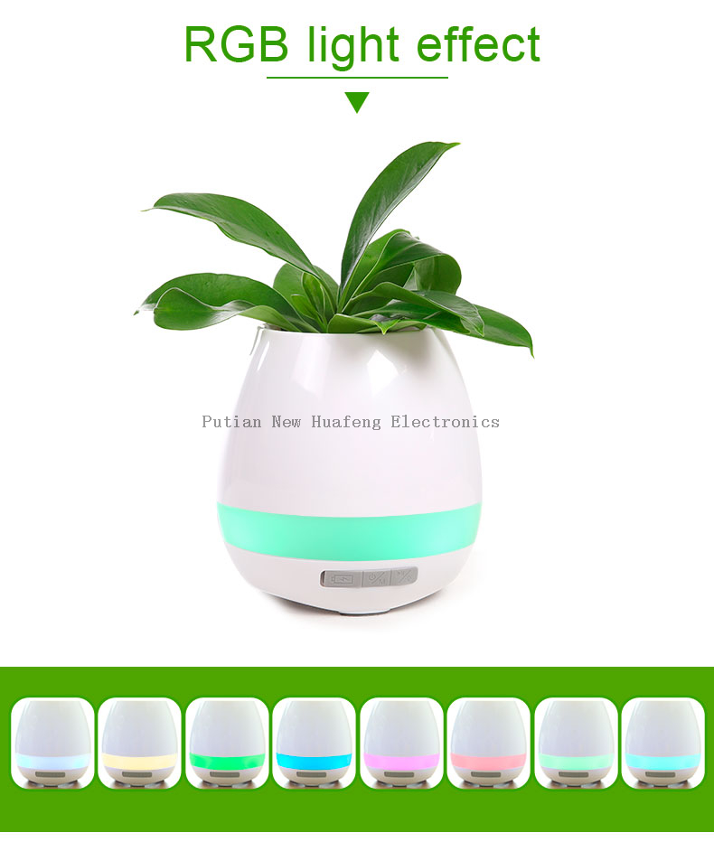 Christmas Gift Smart Music Flowerpot Plant Interaction Wireless Speaker with Colorful Light