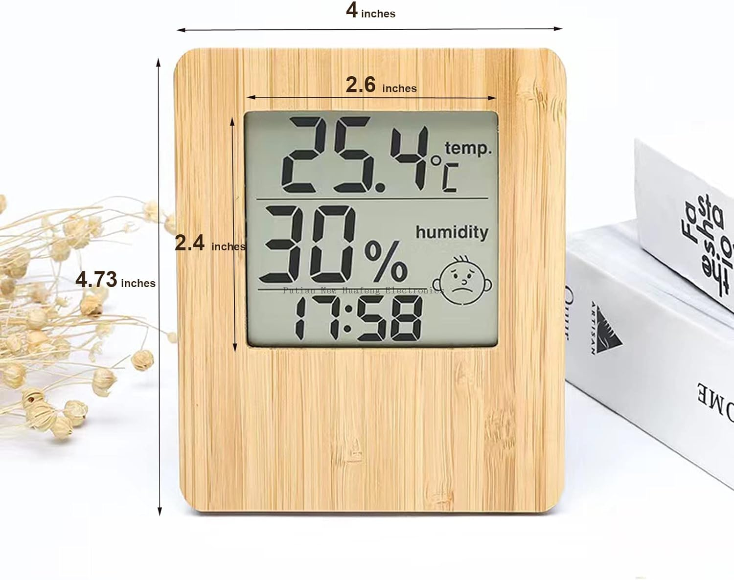 Digital Indoor Hygrometer Thermometer,Bamboo Thermometer And Humidity Gauge with Temperature Humidity Monitor, for Home, Bedroom, Baby Room, Office, Greenhouse, Cellar