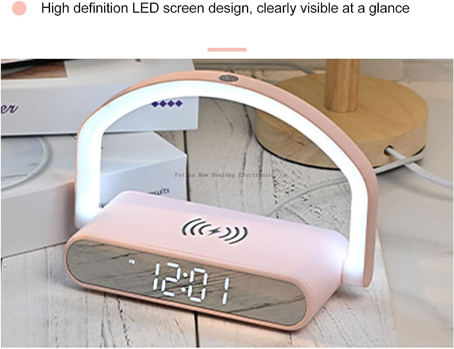 Electronic Desk Clock, Multifunctional Home Alarm Clock with Wireless Charging 