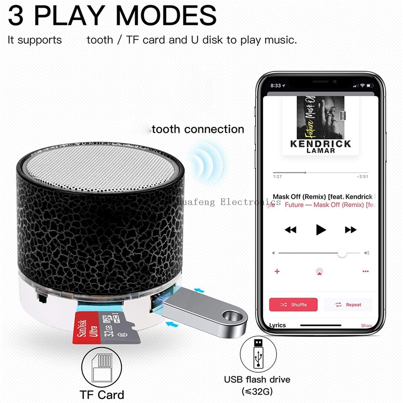 Promotion Portable FM Radio LED Light S08U Mini Bass Wireless Bluetooth Speaker Support MP3 AUX and TF Card