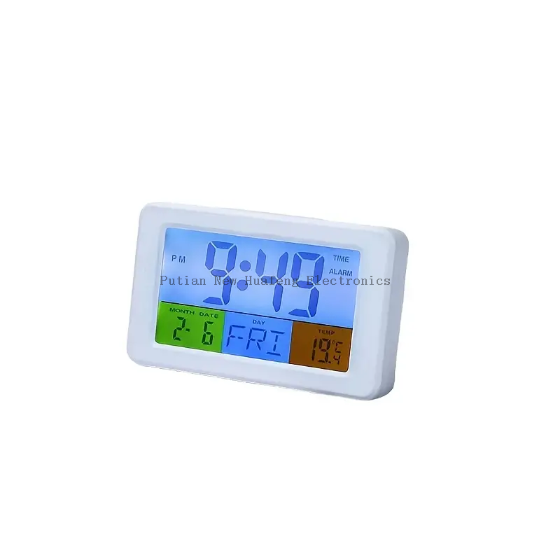 Digital Alarm Clock With Colorful Lcd Display Temperature Monitor Snooze Alarm With Smart Clock Calendar