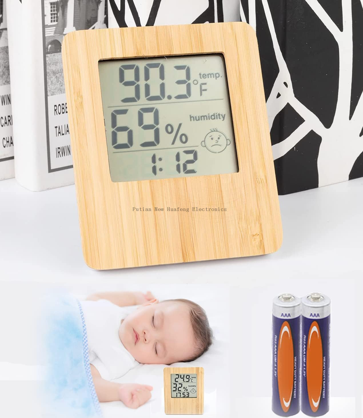 Digital Indoor Hygrometer Thermometer,Bamboo Thermometer And Humidity Gauge with Temperature Humidity Monitor, for Home, Bedroom, Baby Room, Office, Greenhouse, Cellar