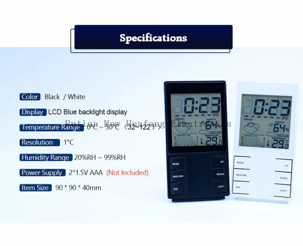 Indoor Electronic Clock Temperature and Humidity Thermometer Digital LCD Thermometer and Hygrometer Weather Station