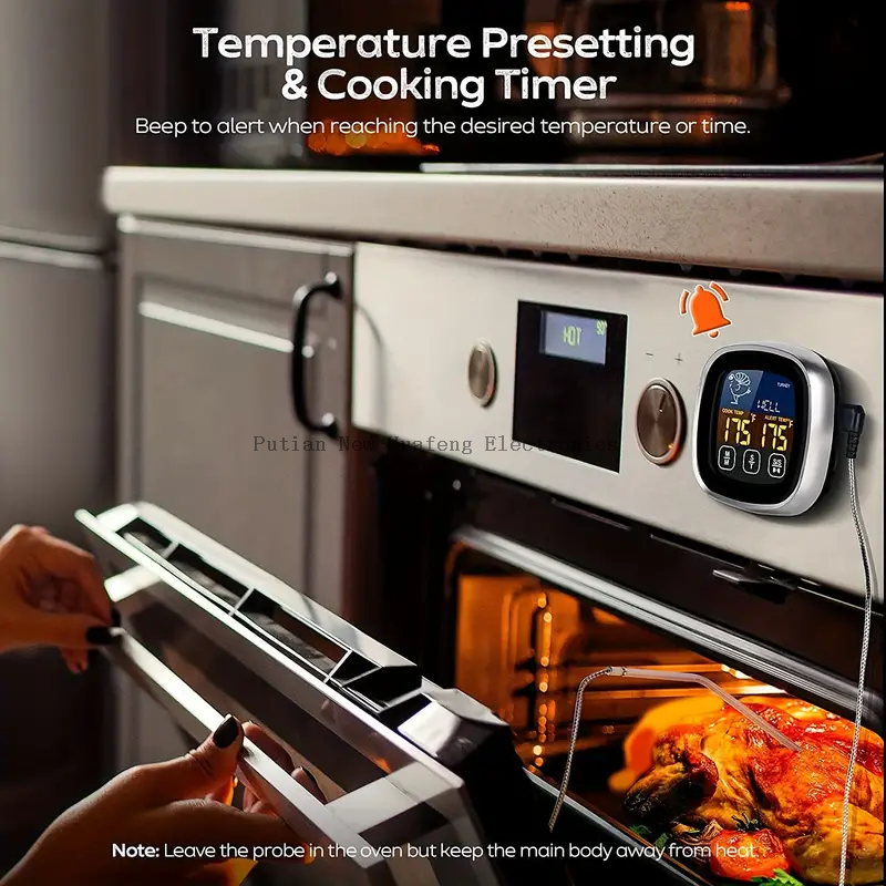Digital Meat Thermometer With Large Touchscreen LCD, With Long Probe, Kitchen Timer, Backlight Instant Read For Smoker Kitchen BBQ Oven, Grill Thermometer, Cooking Food Meat Thermometer