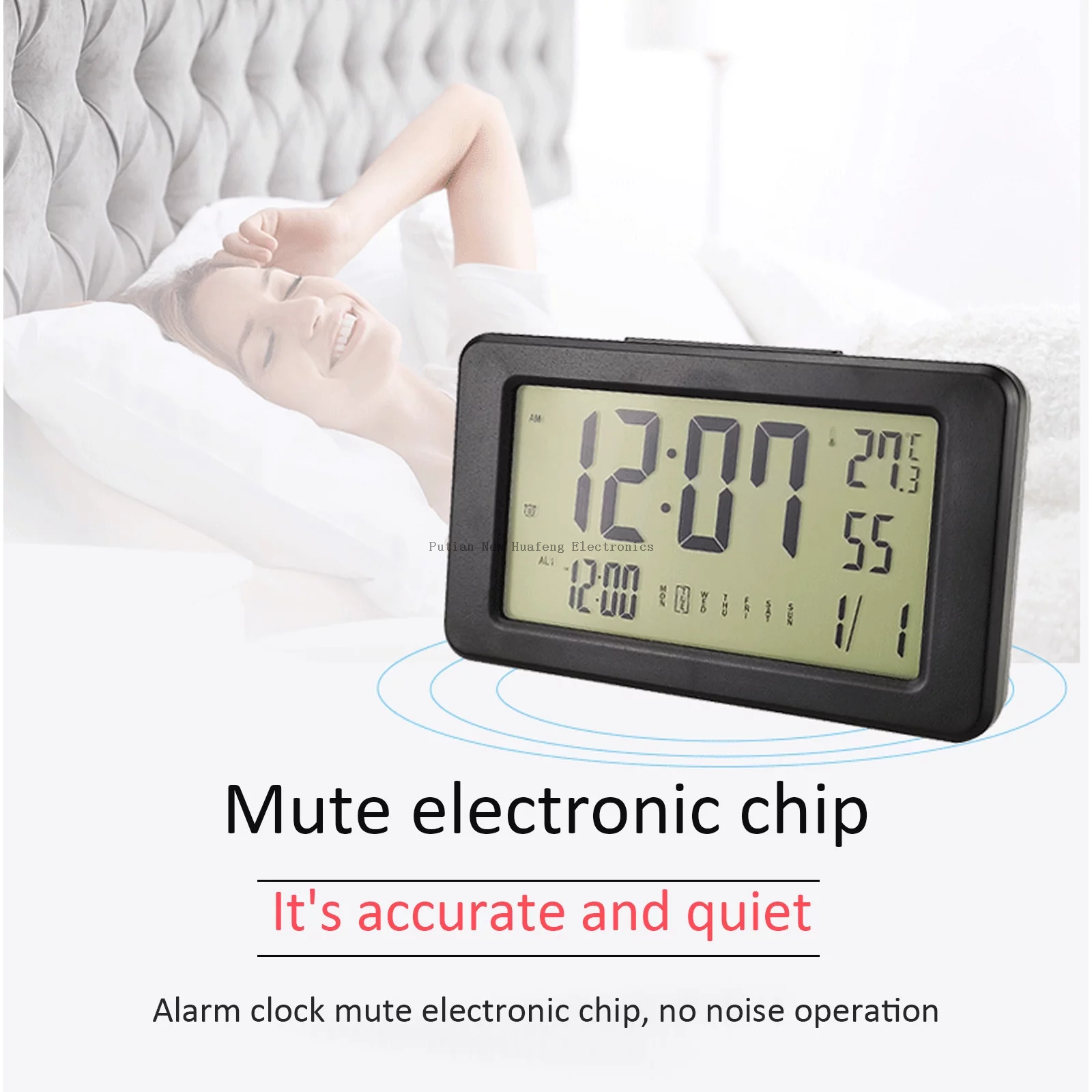 Back To School Electronics Smart Night Light Digital Alarm Clock With Indoor Temperature Operated Desk Small Clock