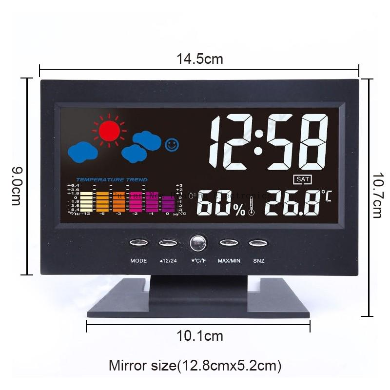 Weather Sound Control Clock With Time Date Week Temperature Humidity Display Weather Forecast Function