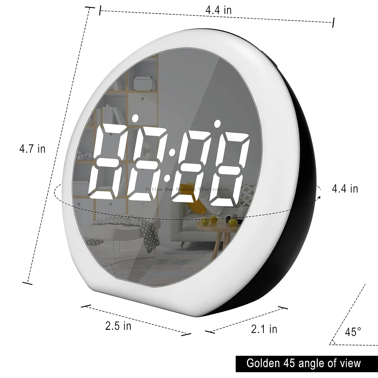 Home Decoration Digital Electronic Mirror Decoration Alarm Clocks Table Table Night Light LED Clock with three groups of Alarm function