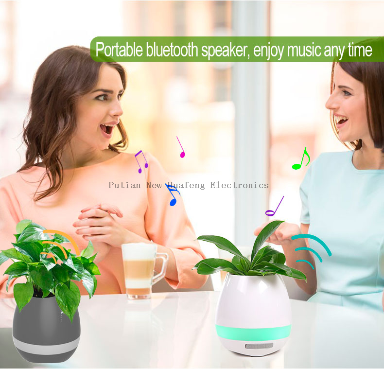 Christmas Gift Smart Music Flowerpot Plant Interaction Wireless Speaker with Colorful Light