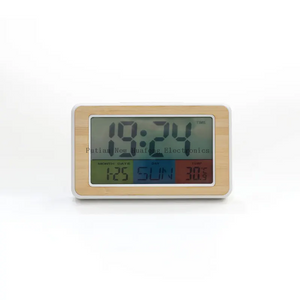 2023 New Wholesale Professional colorful digital Bamboo Digital Alarm Clock with thermometer hygrometer for living room