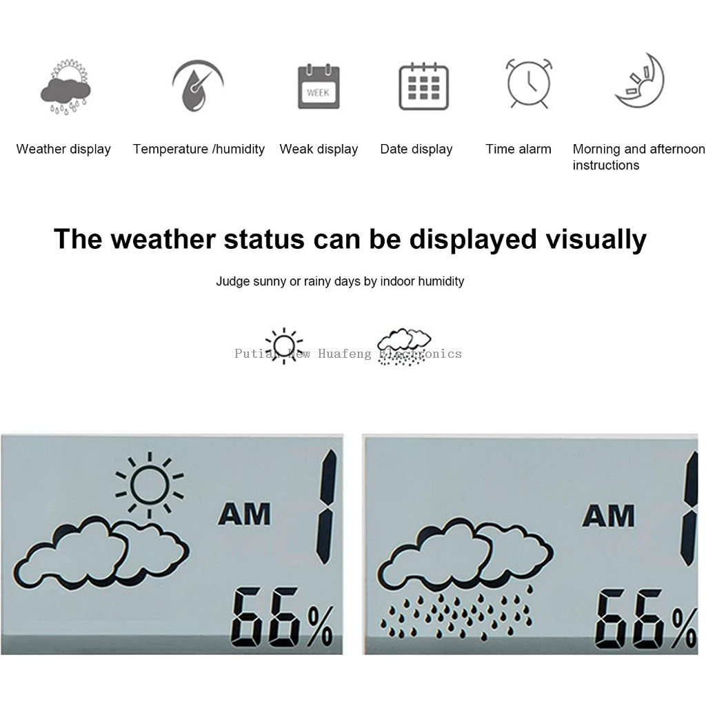 Weather Station Table Alarm Clock with Calendar Display