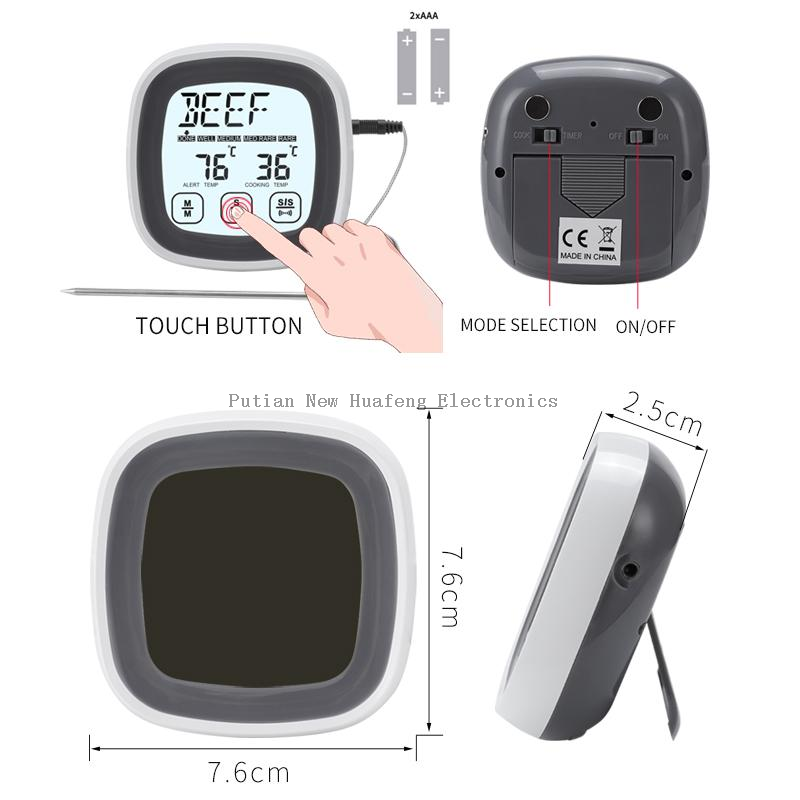 Smart Temp Wireless Touch Screen Kitchen Thermometer with Timer Milk Powder Grill and Food Cooking Temperature Monitor