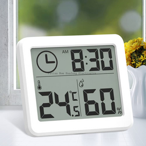 2023 Slim Indoor Thermometer Digital LCD Display Temperature Sensor Humidity Meter Home Room Hygrometer Alarm Clock