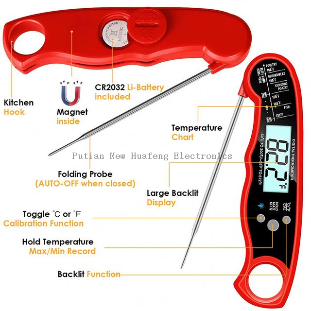 Folding Waterproof Digital Display Food Thermometer Probe Type Kitchen Barbecue Food Barbecue Thermometer