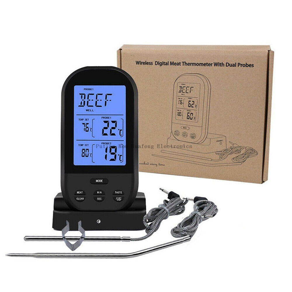 Digital Dual Probes Grill Wireless Cooking Food Meat Thermometer BBQ With Oven Probes For Beef Meat