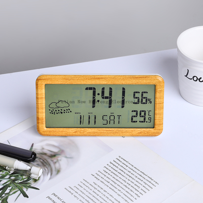 Smart Cute Digital Alarm Clock Snooze Wake Up Desk Clock Night Stand Clock Digital Bedside Tables Wood Alarm Clock