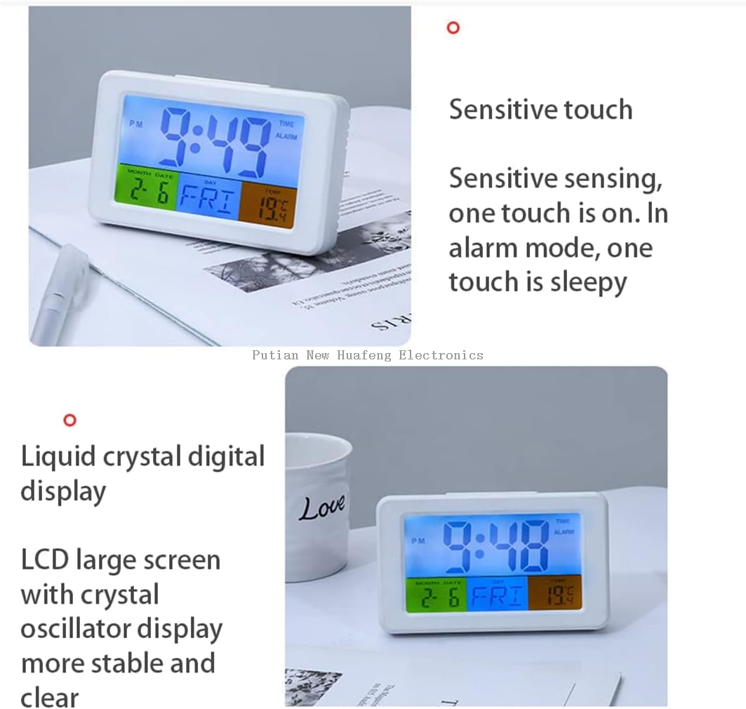 Digital Alarm Clock With Colorful Lcd Display Temperature Monitor Snooze Alarm With Smart Clock Calendar