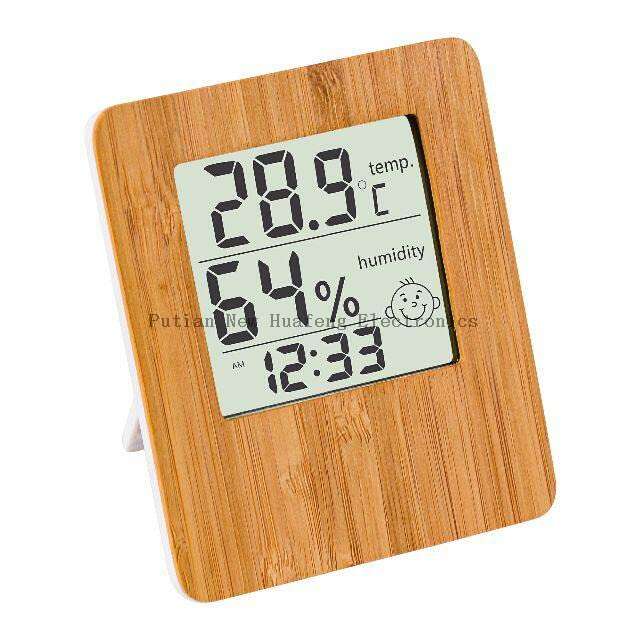 Multi-function Bamboo LCD Wooden Desk Table Clock Temperature Humidity For Office Home Decor Digital Alarm Clock