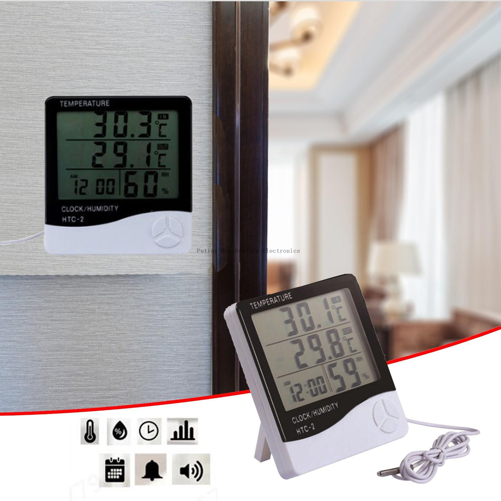 HTC-2 Clock Digital Indoor Outdoor Thermometer Hygrometer Weather Temperature Max min Record