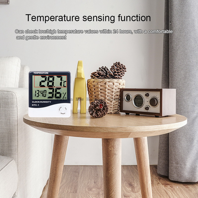 Humidity Thermometer Hygrometer Weather Station Clock Htc-1 Room Thermo Temperature Meter