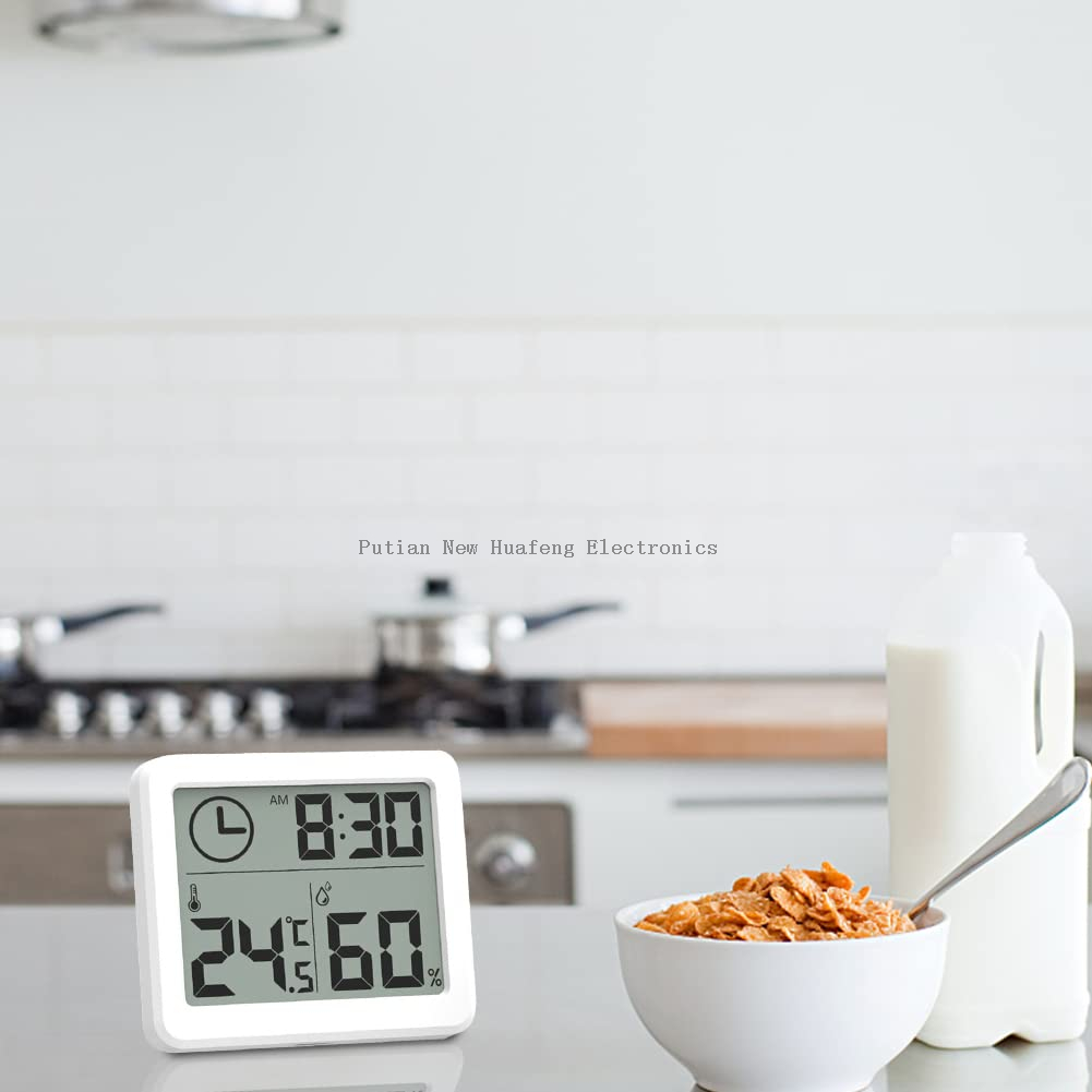 2023 Slim Indoor Thermometer Digital LCD Display Temperature Sensor Humidity Meter Home Room Hygrometer Alarm Clock