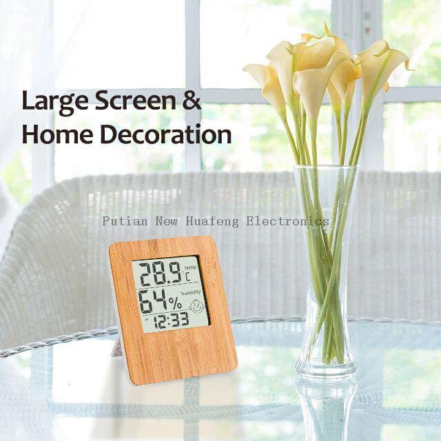 Multi-function Bamboo LCD Wooden Desk Table Clock Temperature Humidity For Office Home Decor Digital Alarm Clock