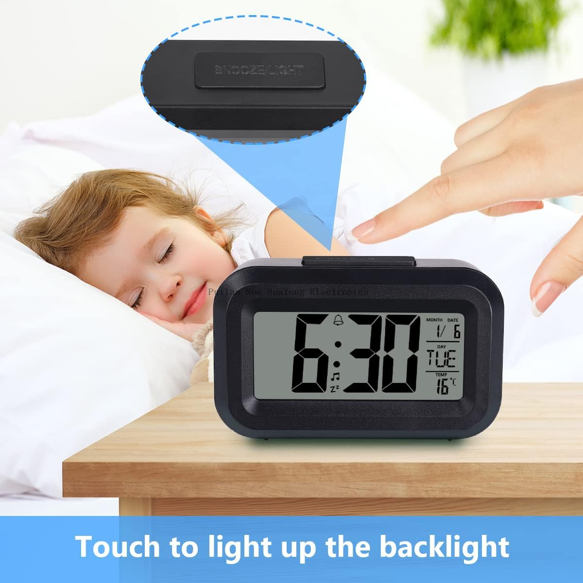 Mini Portable Travel LCD Clock Electronic Digital Alarm Clock with Date, Indoor Temperature, Snooze Light,