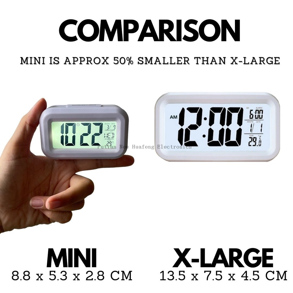 Mini Portable Travel LCD Clock Electronic Digital Alarm Clock with Date, Indoor Temperature, Snooze Light,
